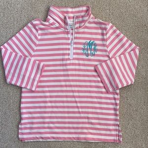 Smockadot Kids striped quarter zip pullover LMK monogram